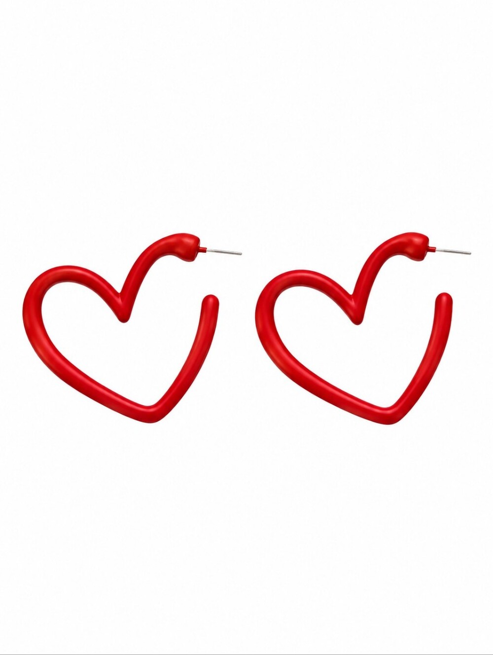 Red Heart Shaped Hoop Earrings